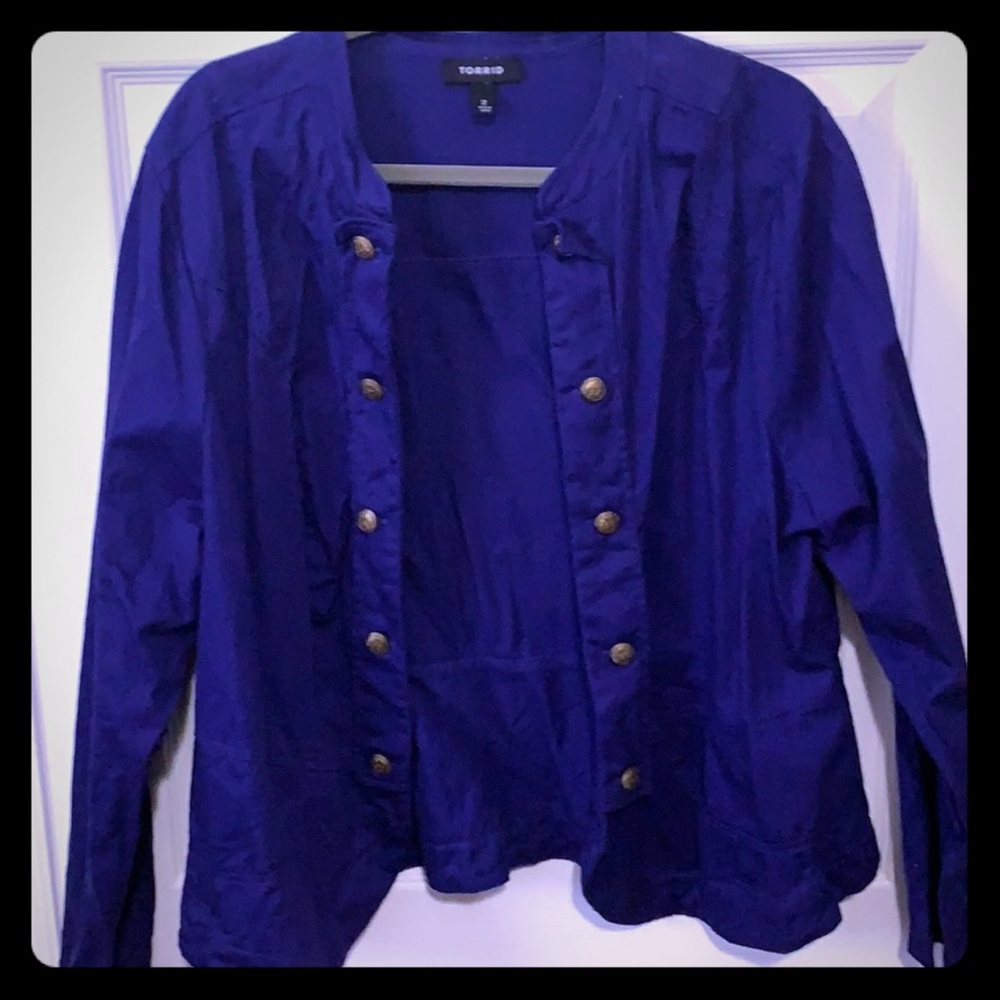 Military style Peplum Open Blazer